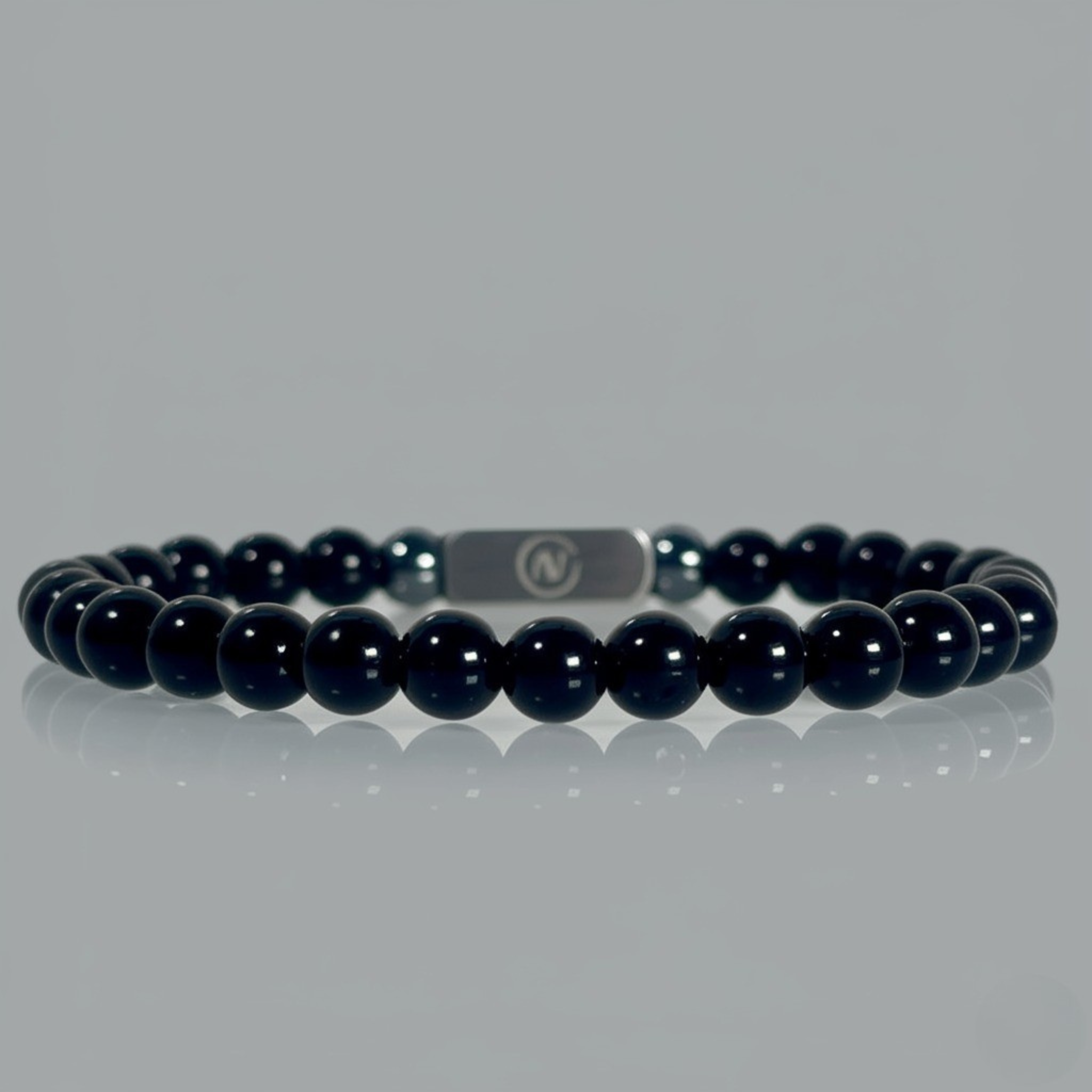 Obsidian Edge – Hematite & Stainless Steel Beaded Bracelet | 6mm - Arvuzi