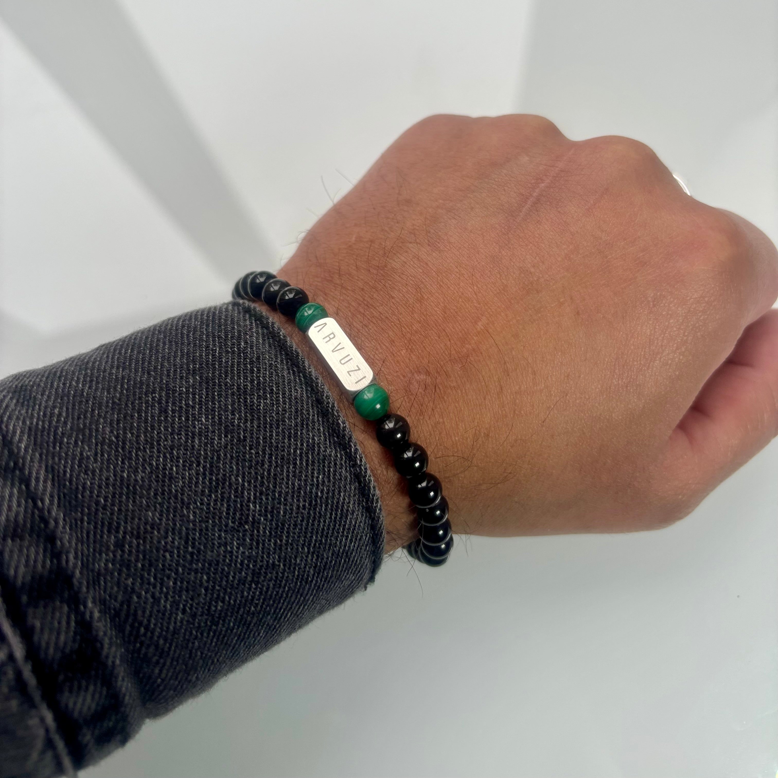 Malachite Beaded Bracelet I 6mm Onyx - Arvuzi