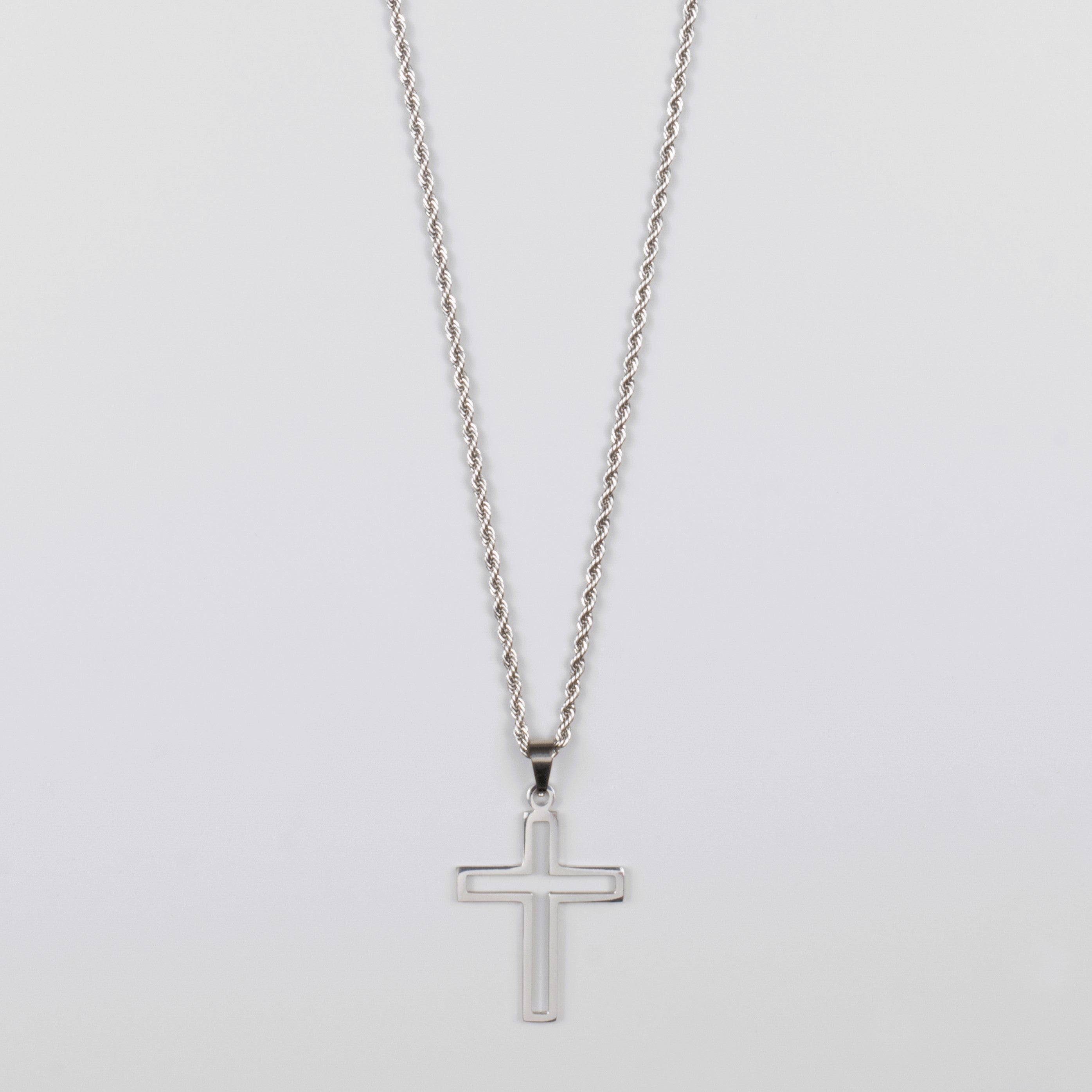 HOLLOW CROSS PENDANT - SILVER - Arvuzi