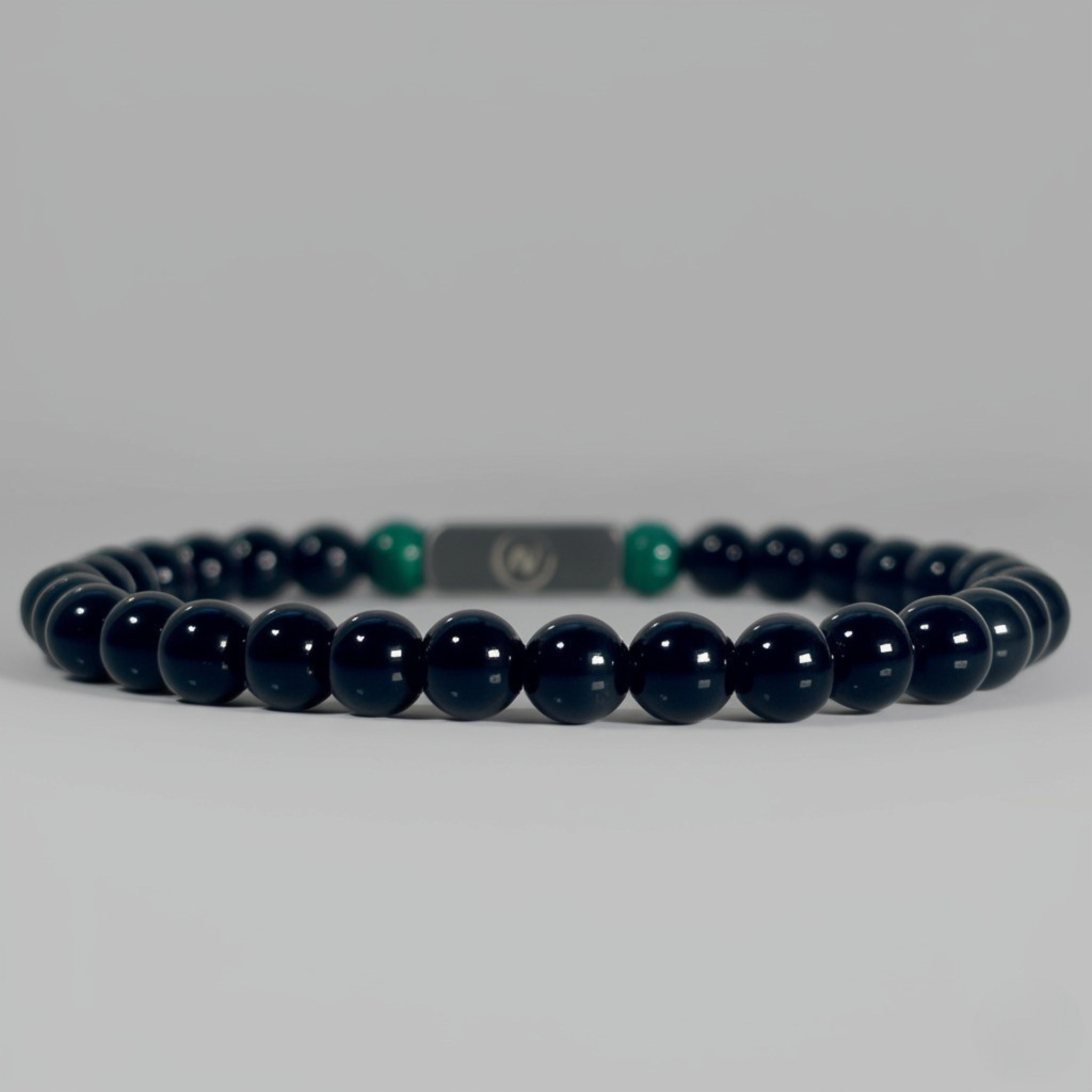 Malakai – Obsidian & Malachite Beaded Bracelet | 6mm - Arvuzi