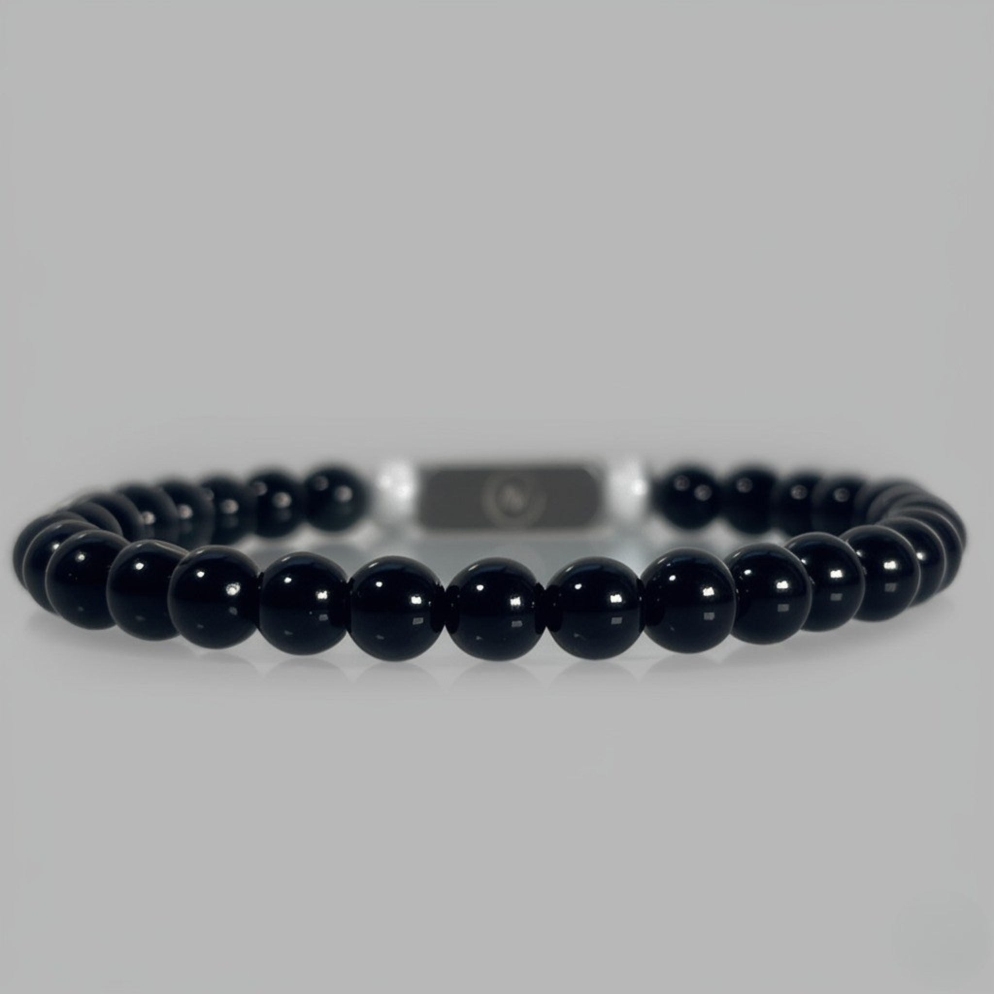 Equinox – Obsidian & White Agate Beaded Bracelet | 6mm - Arvuzi
