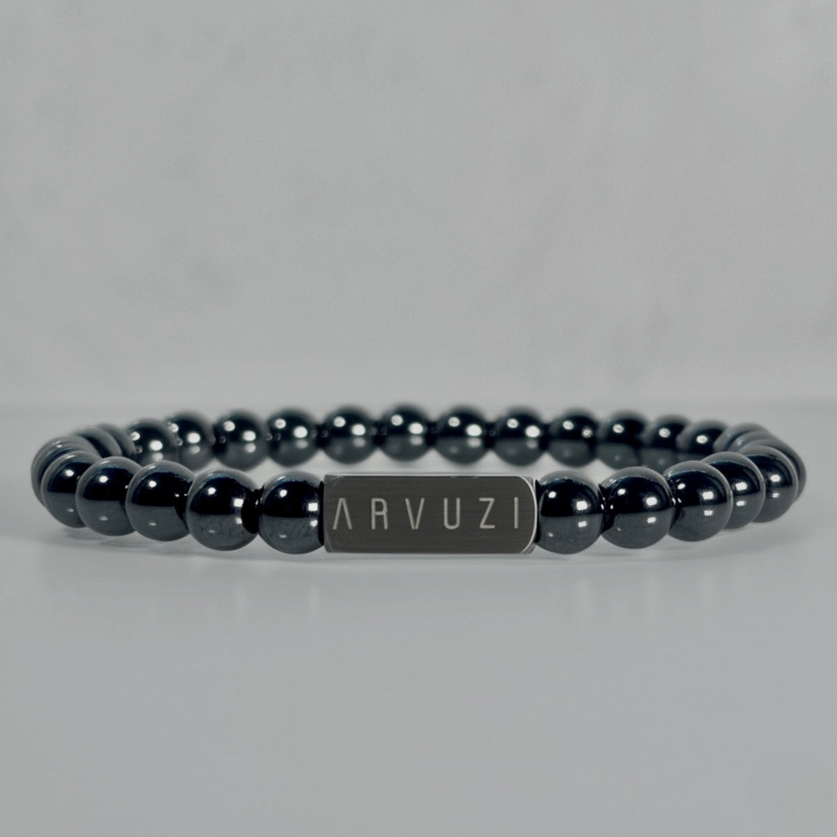 Gravitas – Hematite & Stainless Steel Beaded Bracelet | 6mm - Arvuzi