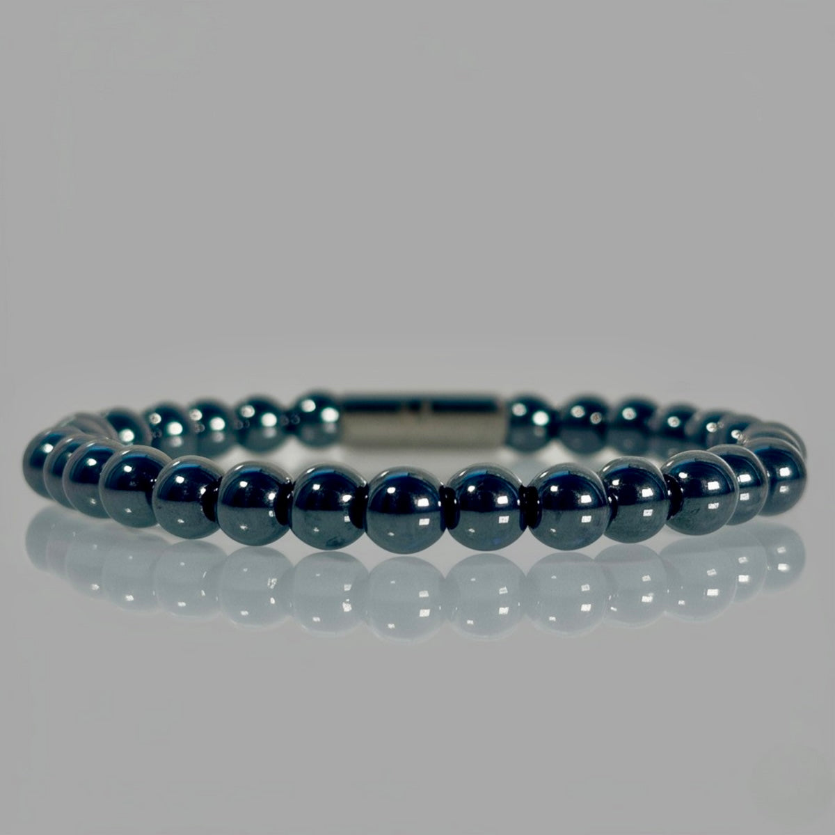 Gravitas – Hematite & Stainless Steel Beaded Bracelet | 6mm - Arvuzi