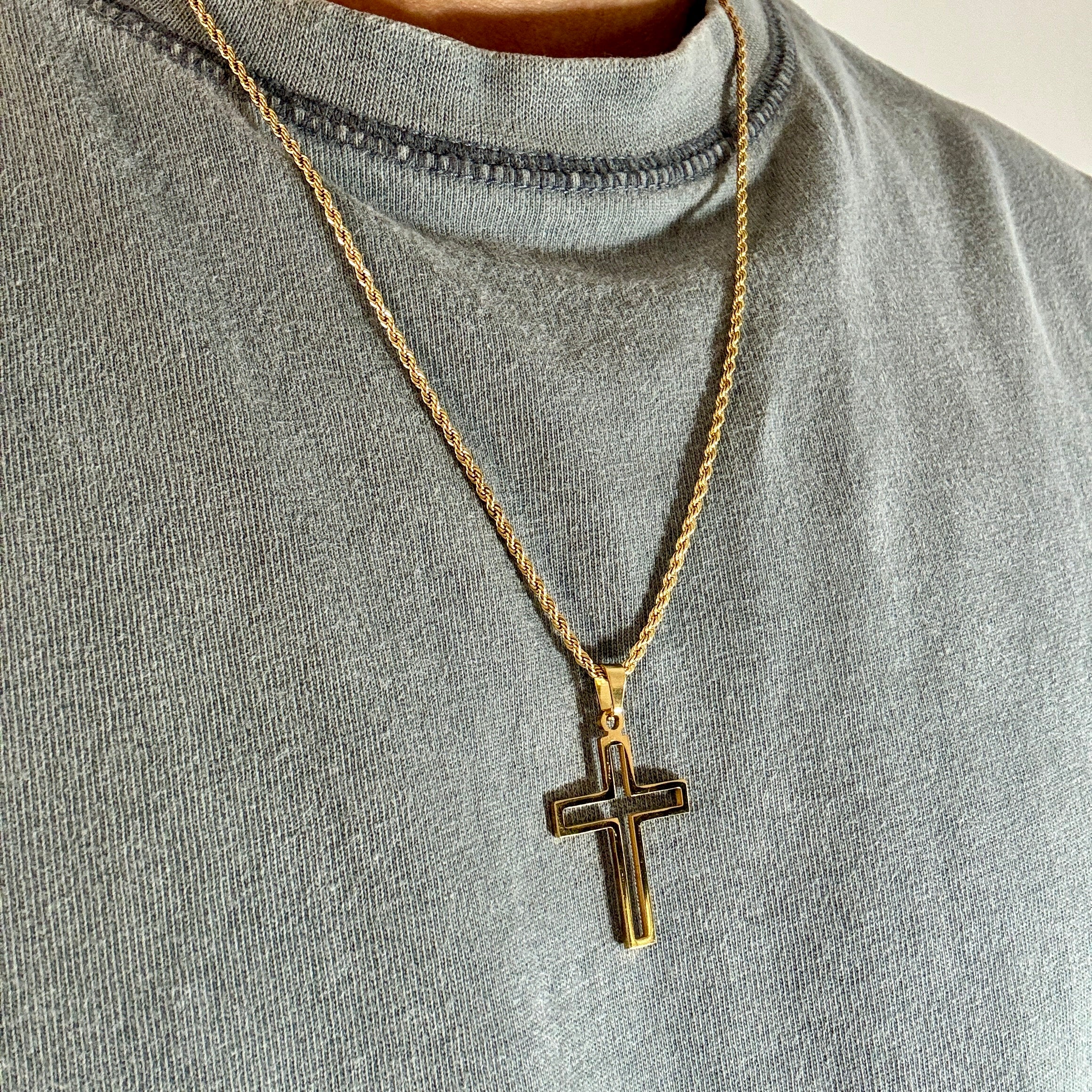 HOLLOW CROSS PENDANT - GOLD