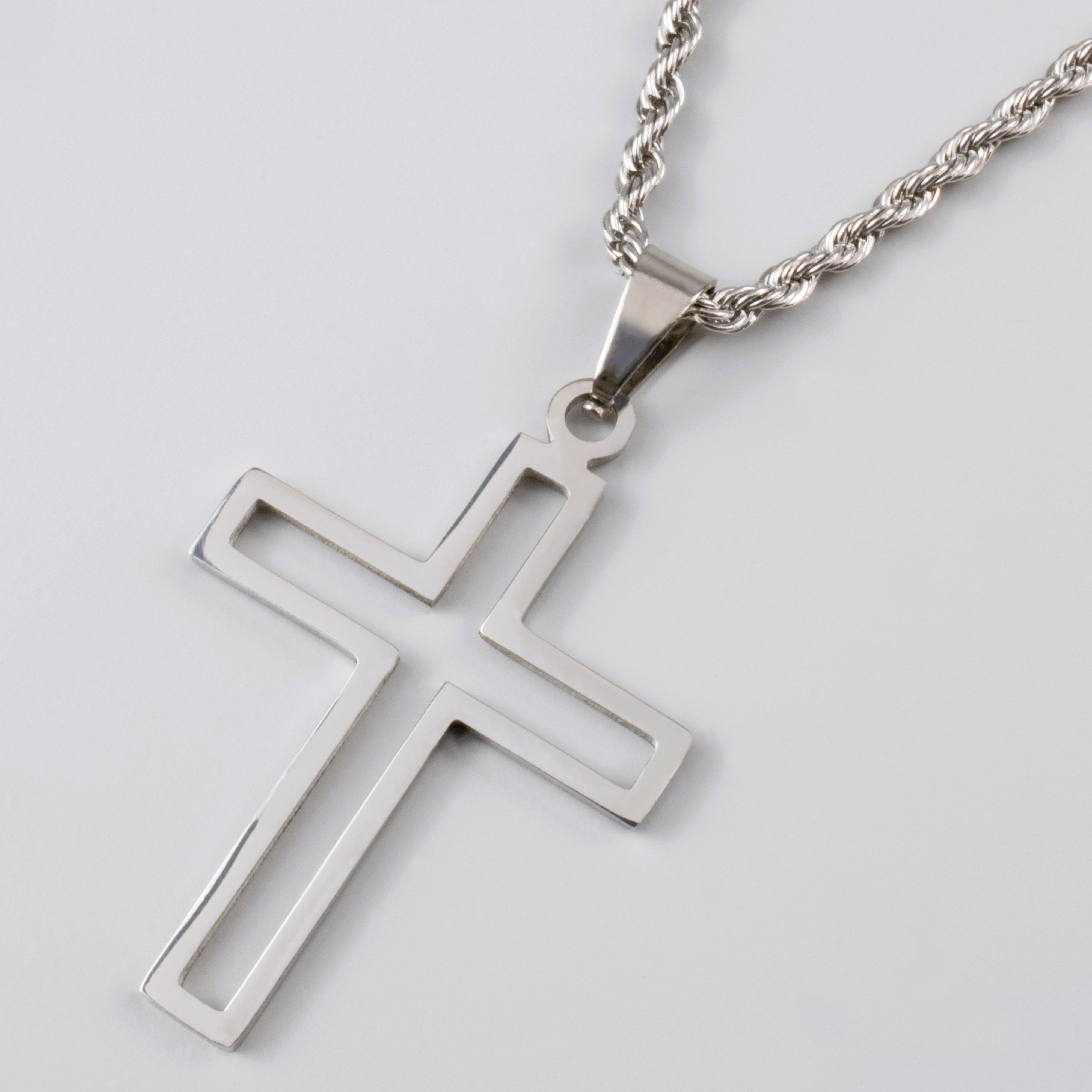 HOLLOW CROSS PENDANT - SILVER