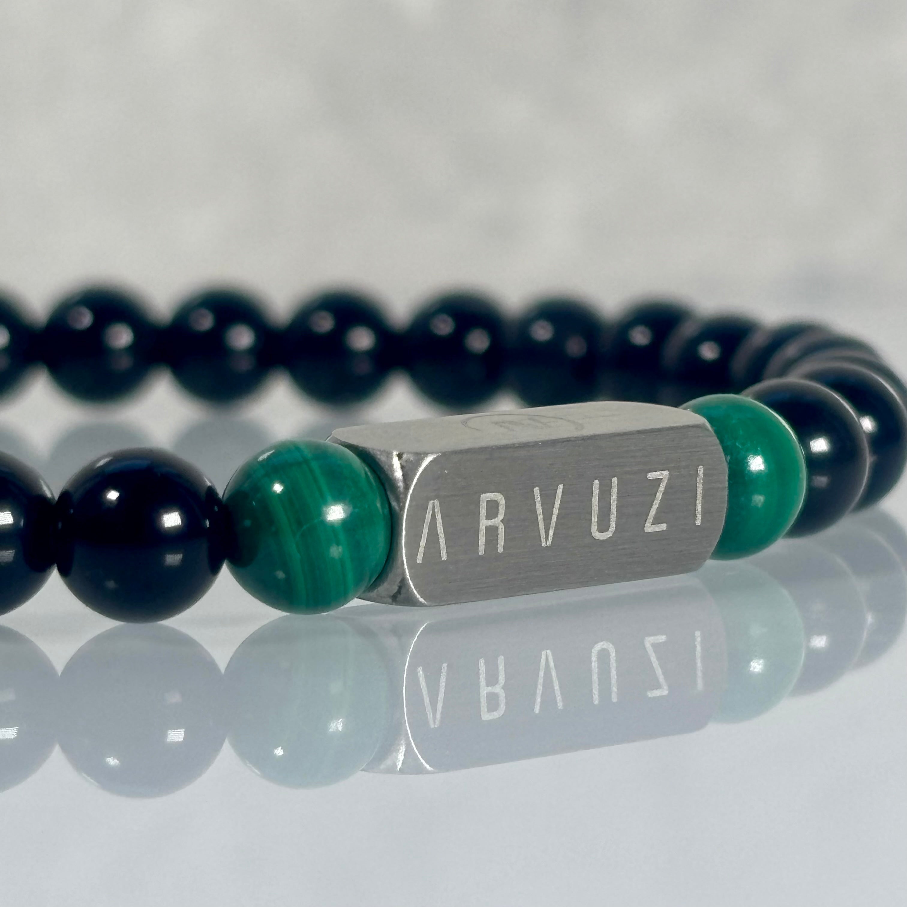 Malachite Beaded Bracelet I 6mm Onyx - Arvuzi