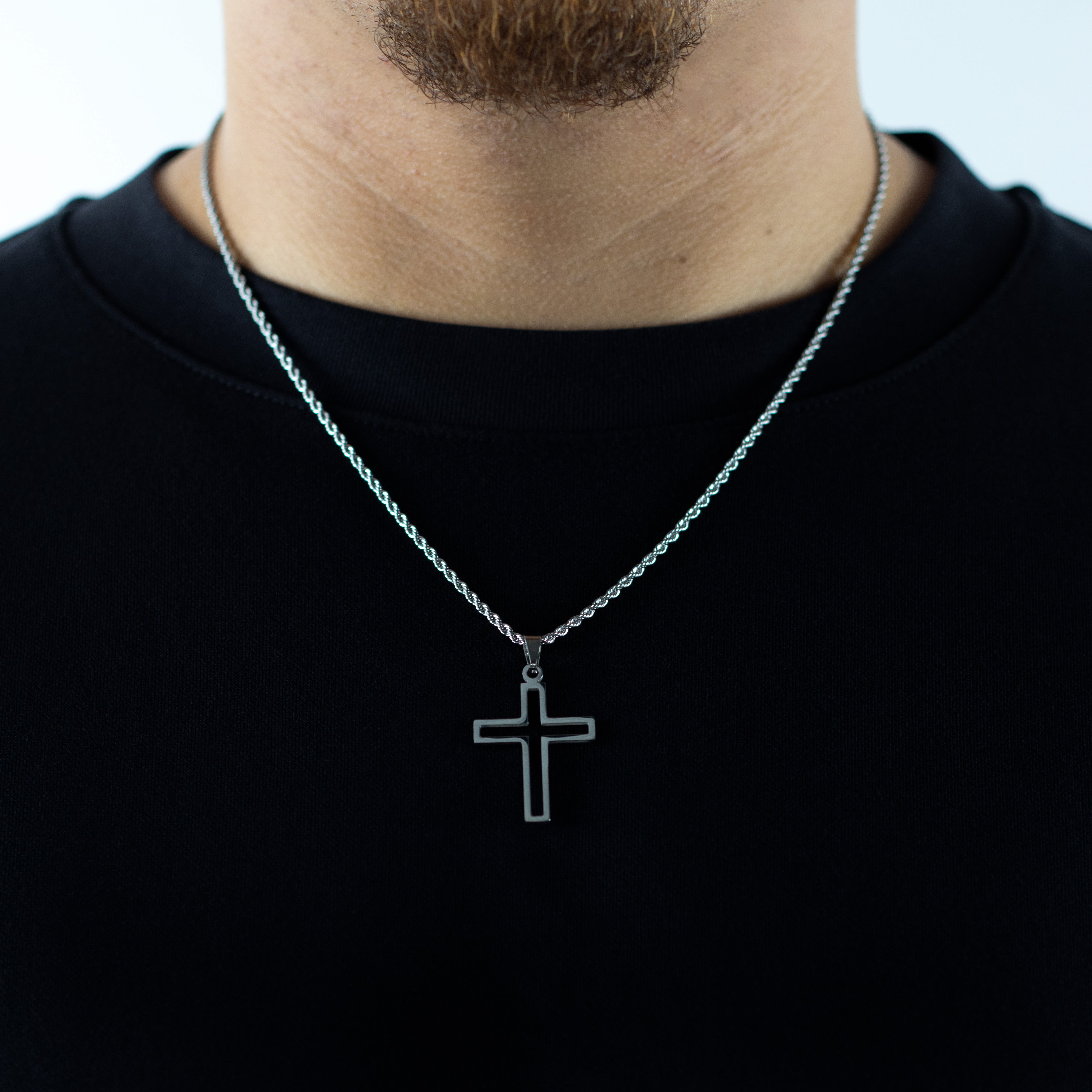 HOLLOW CROSS PENDANT - SILVER