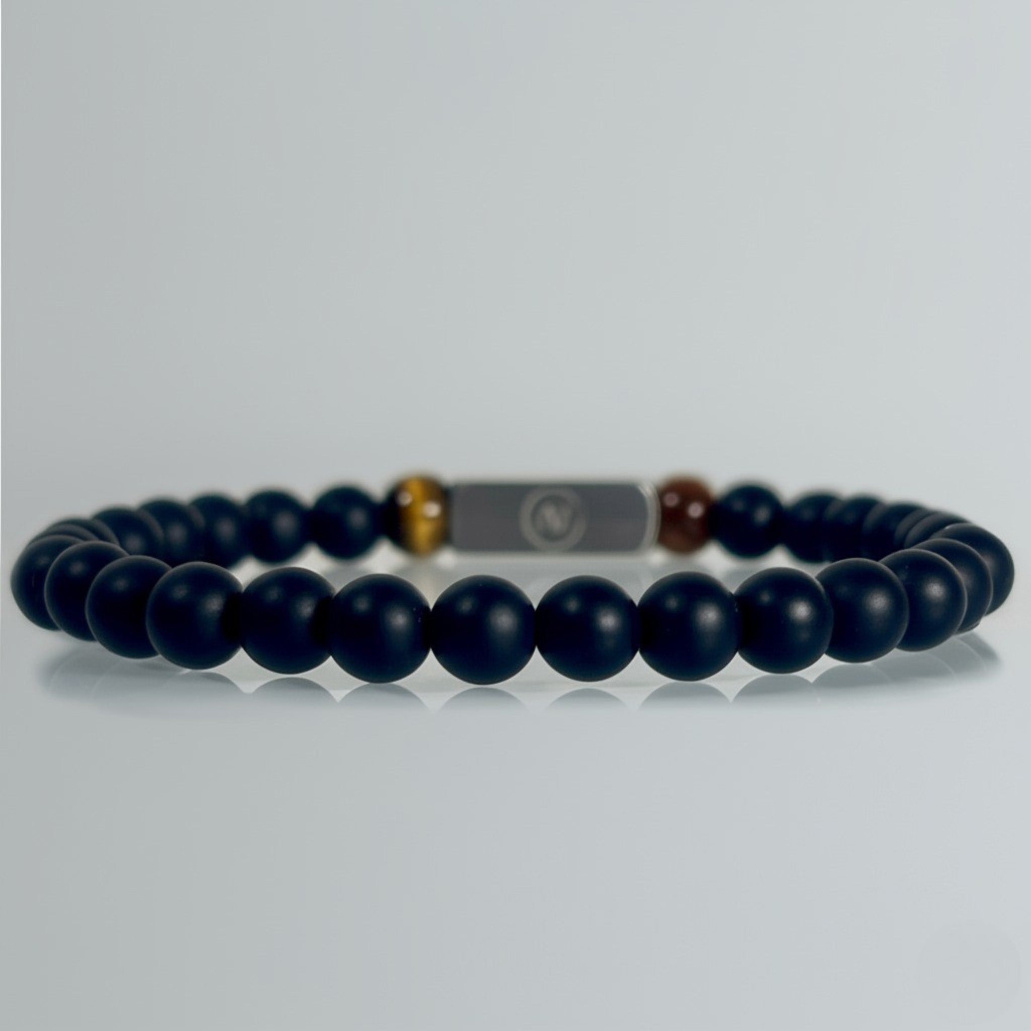 Onyx Instinct – Tiger’s Eye & Stainless Steel Beaded Bracelet | 6mm - Arvuzi